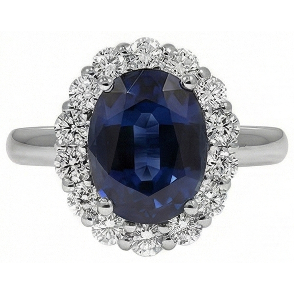 natural round sapphire 8.50ct ring front view