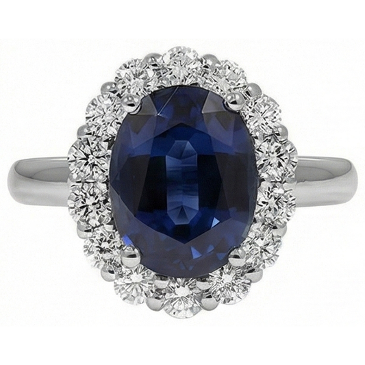 natural round sapphire 8.50ct ring front view