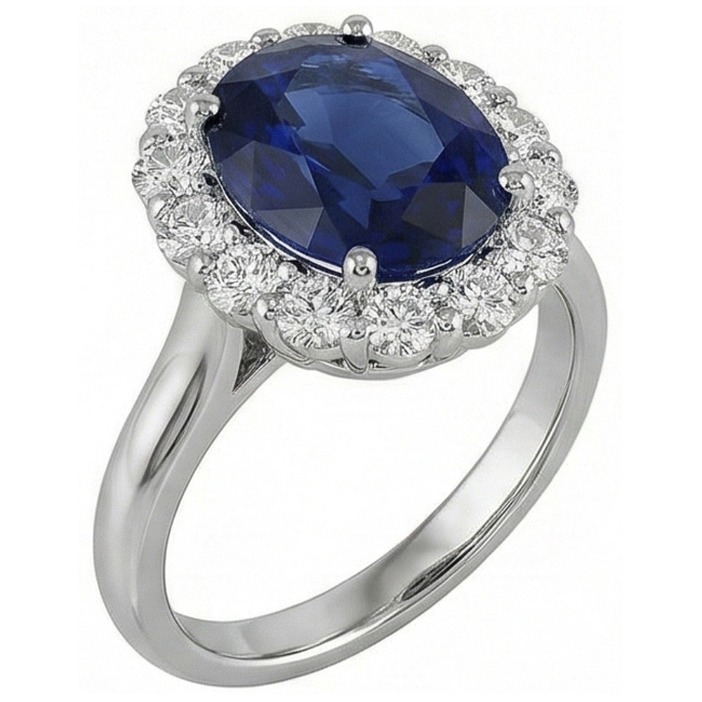 natural round sapphire 8.50ct ring side angle