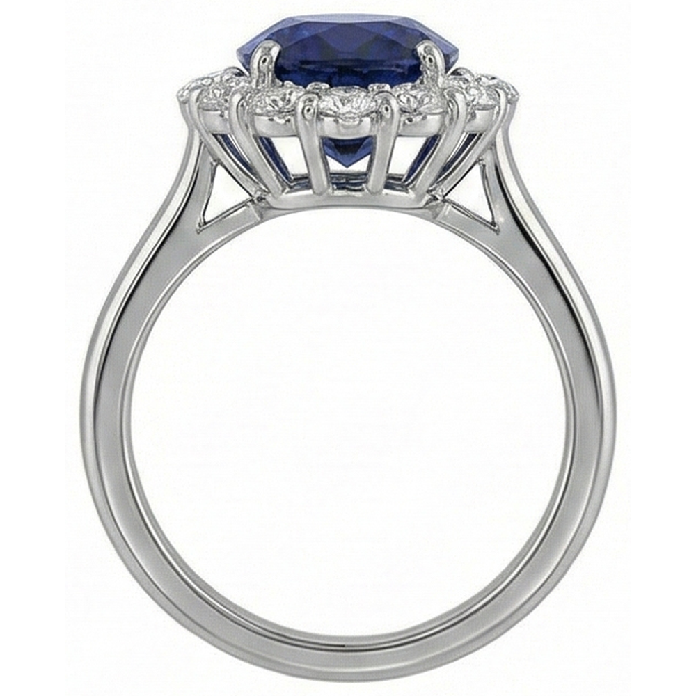 natural round sapphire 8.50ct ring profile view