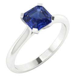 Sapphire Asscher Cut Gemstone Engagement Ring