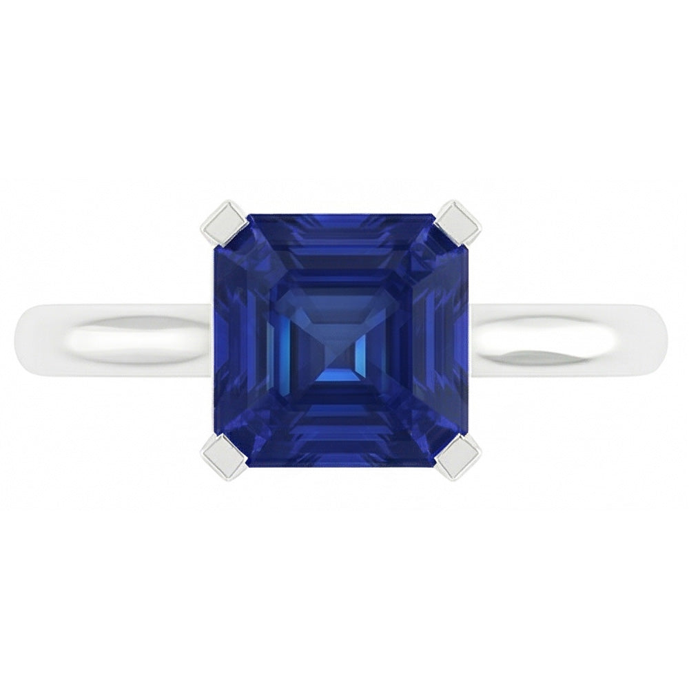 Sapphire Asscher Cut Gemstone Engagement Ring