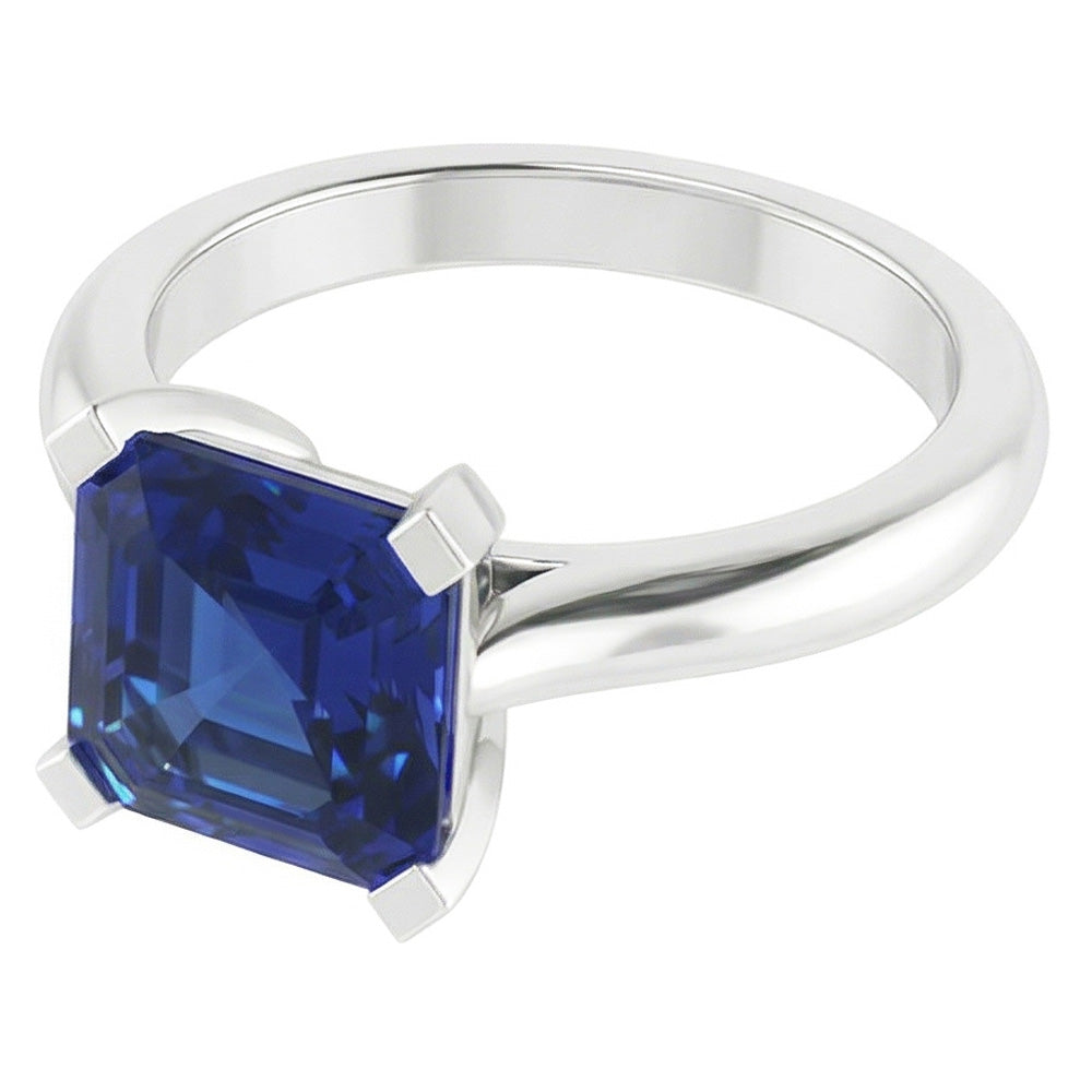 Sapphire Asscher Cut Gemstone Engagement Ring