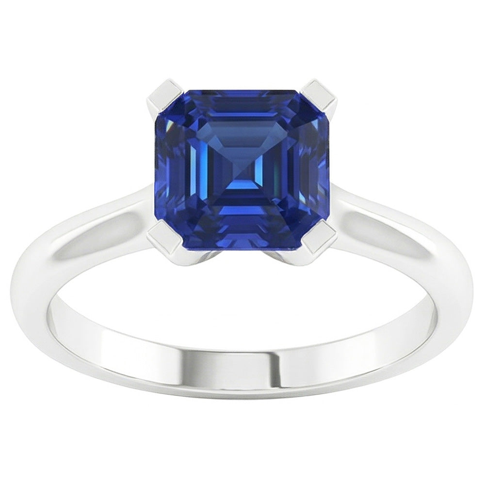 Sapphire Asscher Cut Gemstone Engagement Ring