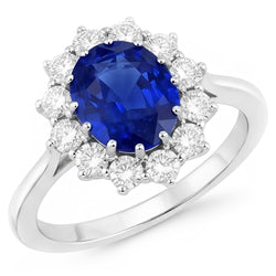 Sapphire Cluster Natural Earth Mined Diamond ( Not Lab Grown ) Ring