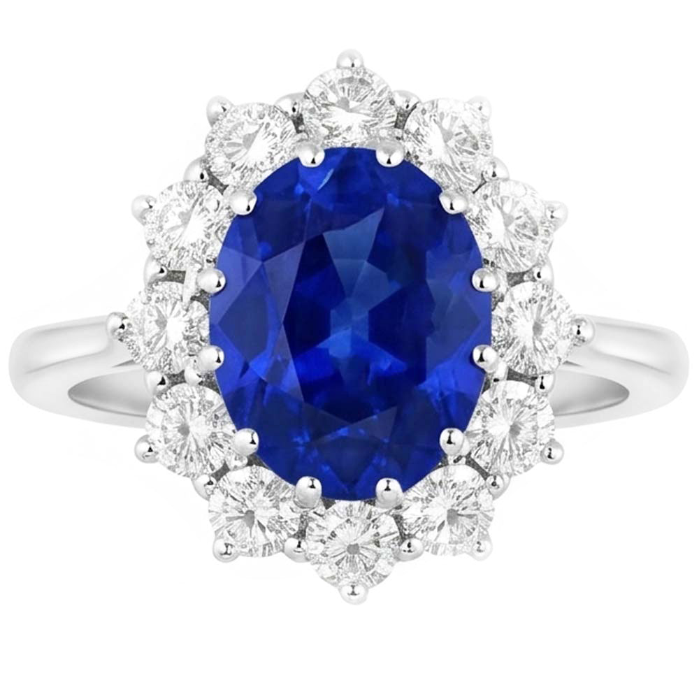 Sapphire Cluster Natural Earth Mined Diamond ( Not Lab Grown ) Ring
