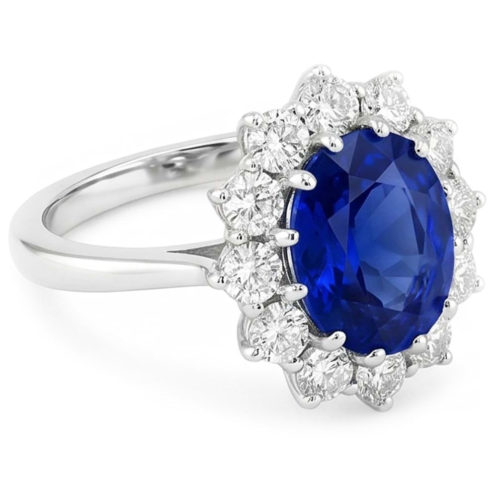 Sapphire Cluster Natural Earth Mined Diamond ( Not Lab Grown ) Ring