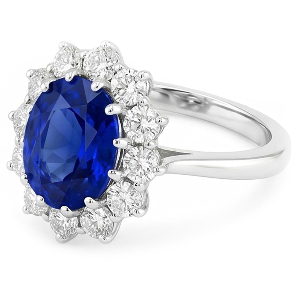Sapphire Cluster Natural Earth Mined Diamond ( Not Lab Grown ) Ring