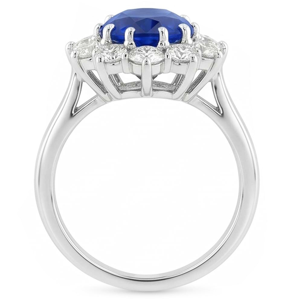 Sapphire Cluster Natural Earth Mined Diamond ( Not Lab Grown ) Ring