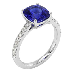 Sapphire Engagement Ring Ceylon Blue White Gold Jewelry 2.75 Carats