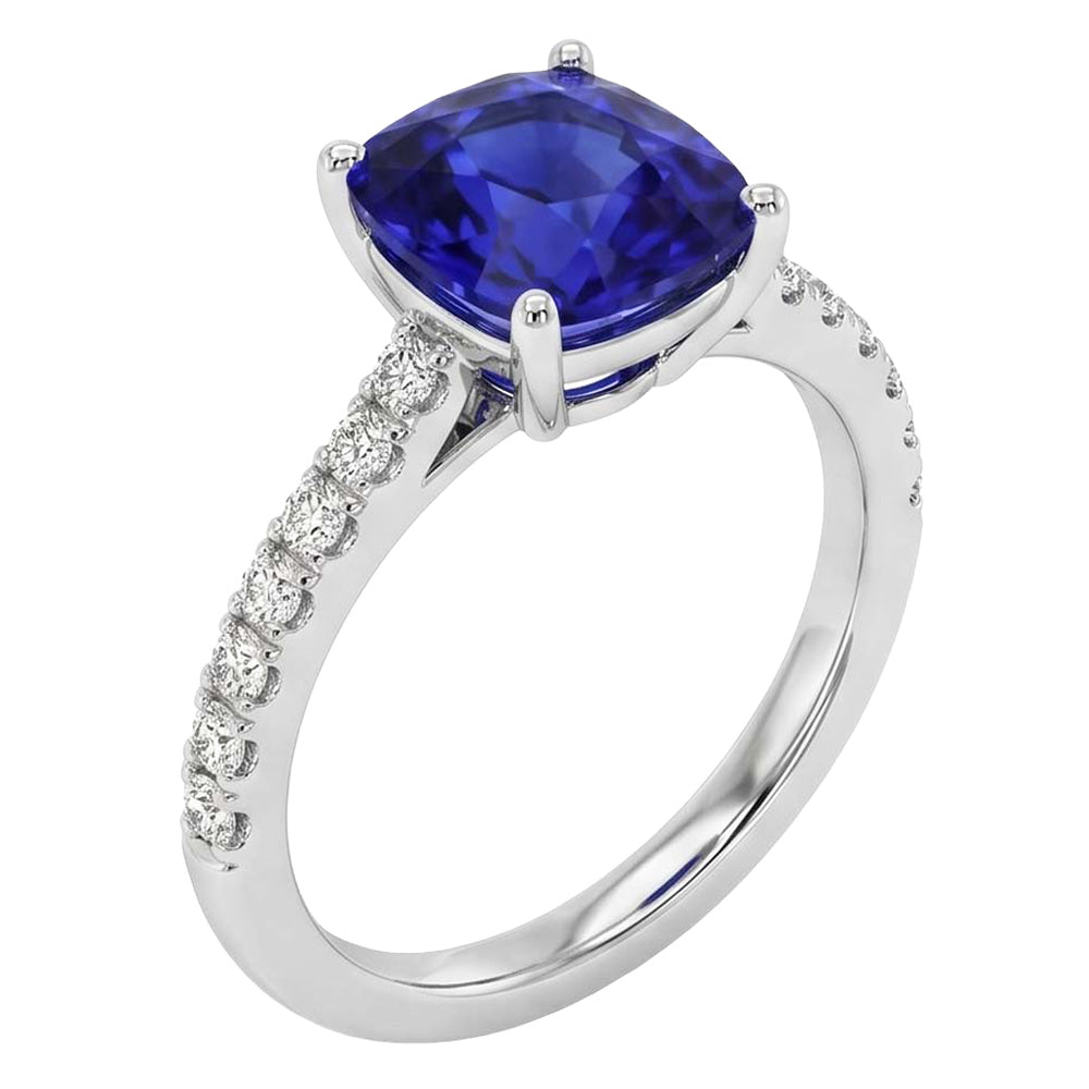 Sapphire Engagement Ring Ceylon Blue White Gold Jewelry 2.75 Carats