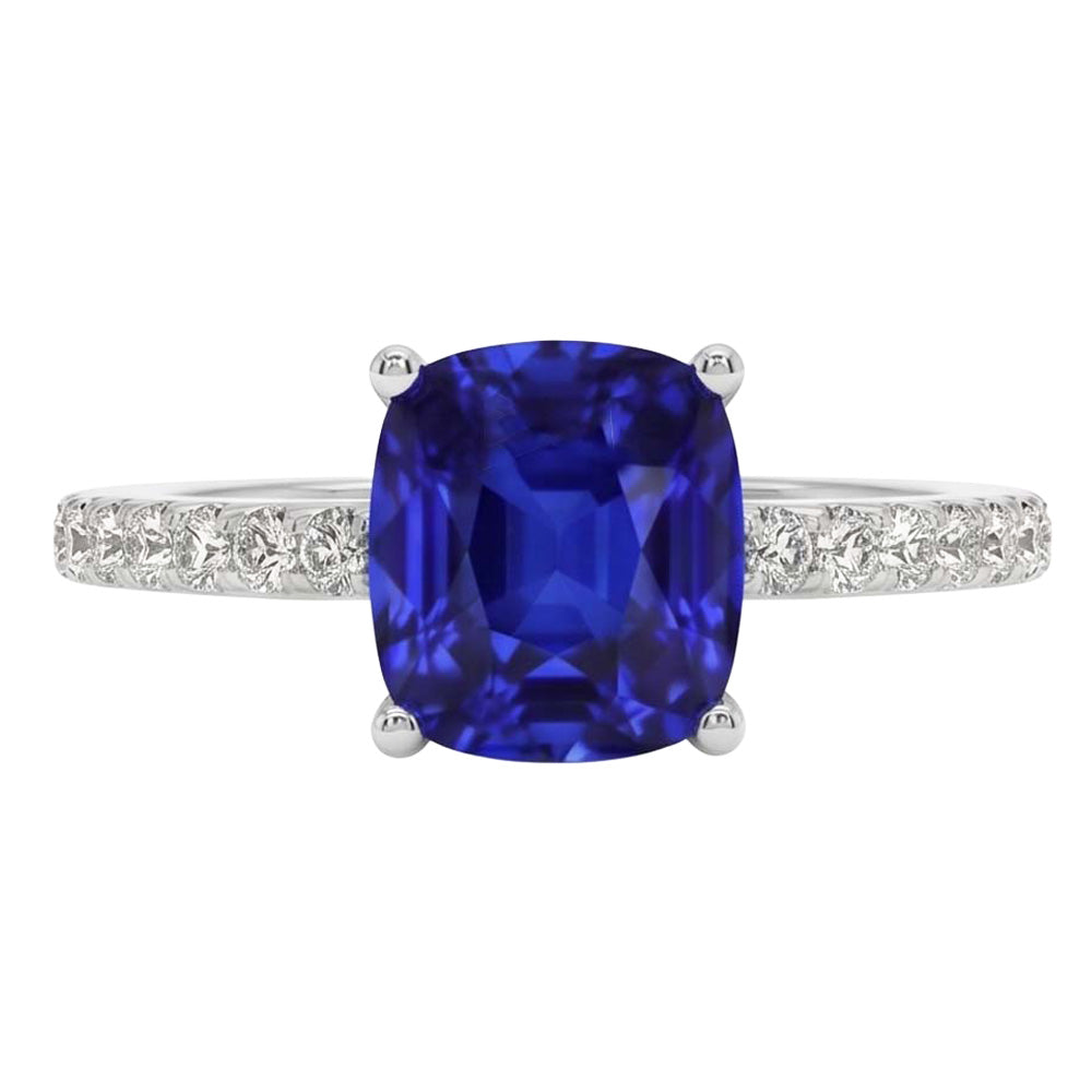 Sapphire Engagement Ring Ceylon Blue White Gold Jewelry 2.75 Carats