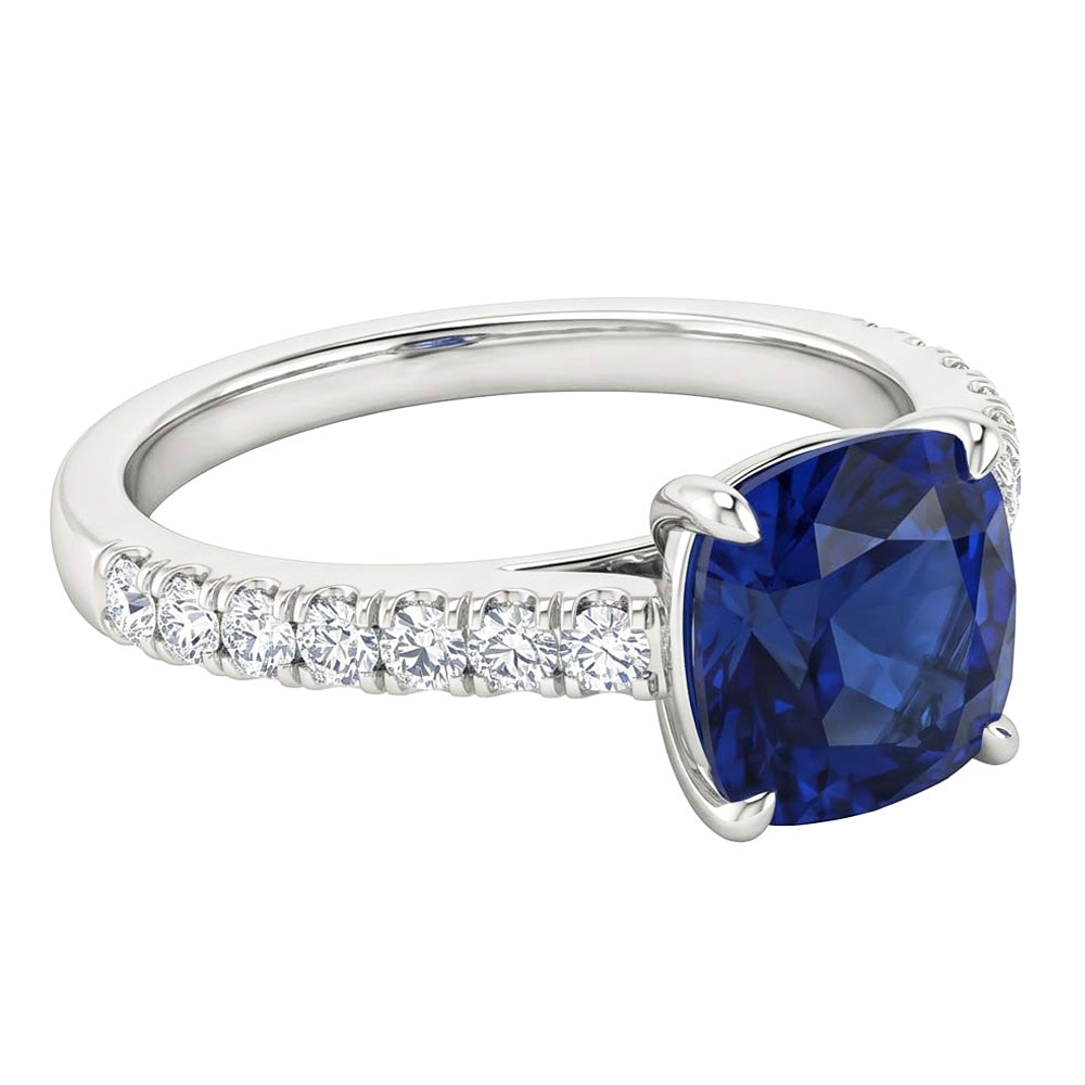 Sapphire Engagement Ring Ceylon Blue White Gold Jewelry 2.75 Carats