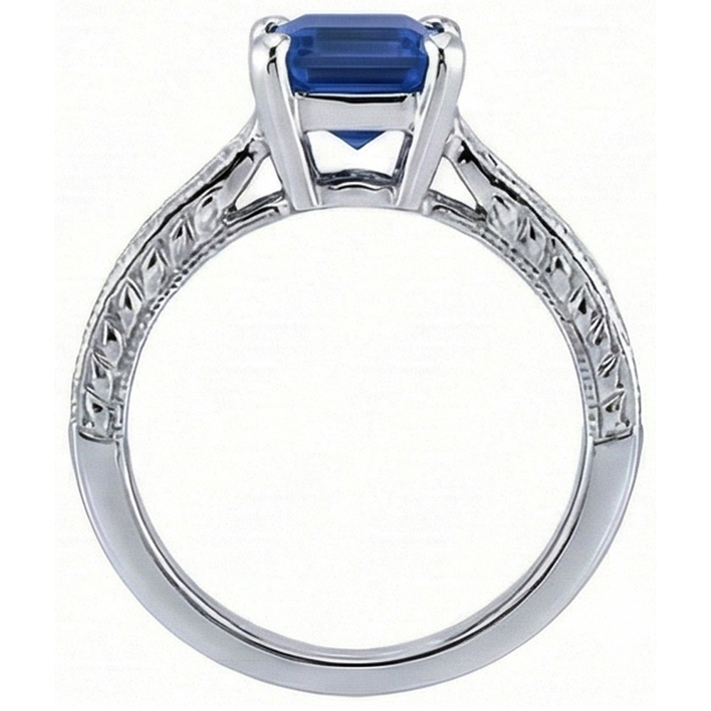 natural emerald sapphire 3.50ct ring on white background