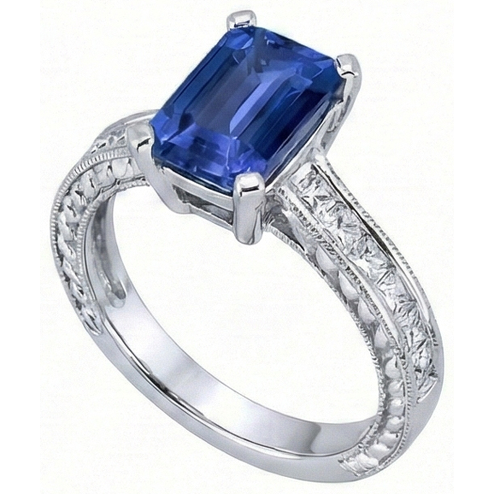 natural emerald sapphire 3.50ct ring top view