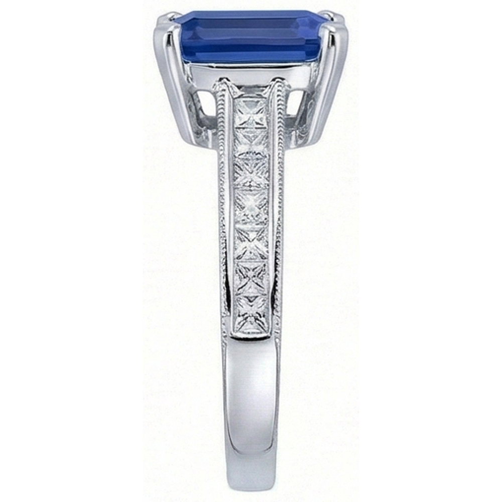 natural emerald sapphire 3.50ct ring profile view