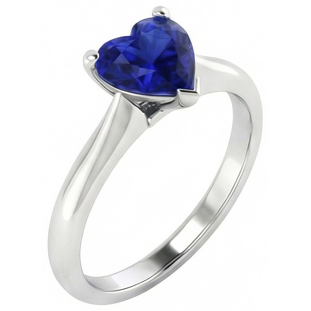 Sapphire Heart Cut Solitaire Engagement Ring