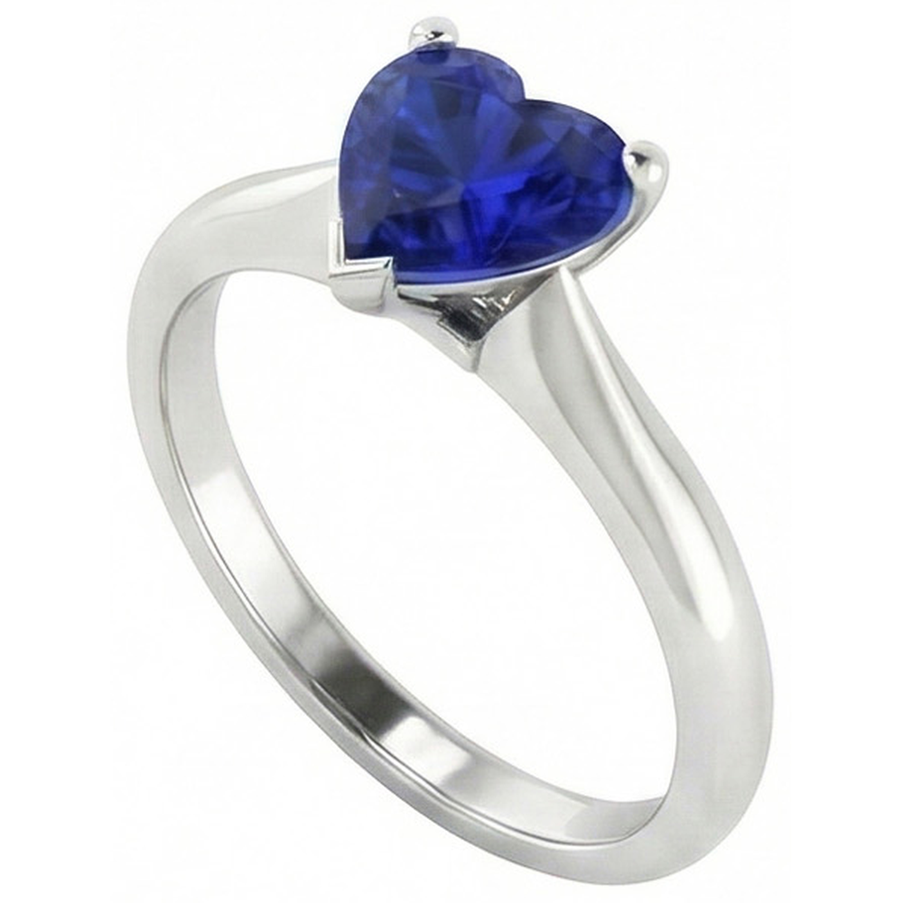 Sapphire Heart Cut Solitaire Engagement Ring