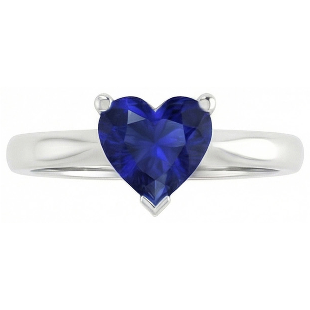 Sapphire Heart Cut Solitaire Engagement Ring