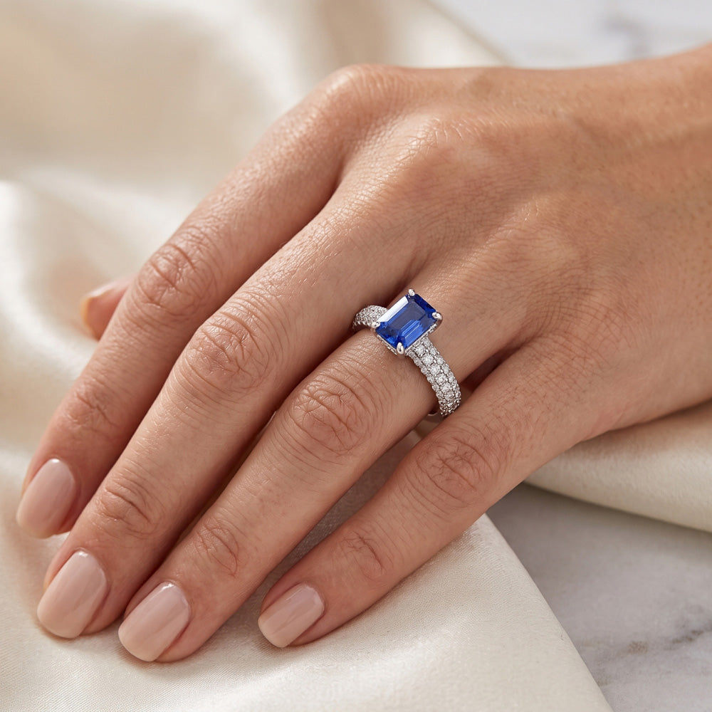 Sapphire Jewelry Radiant Cut Gemstone Ring