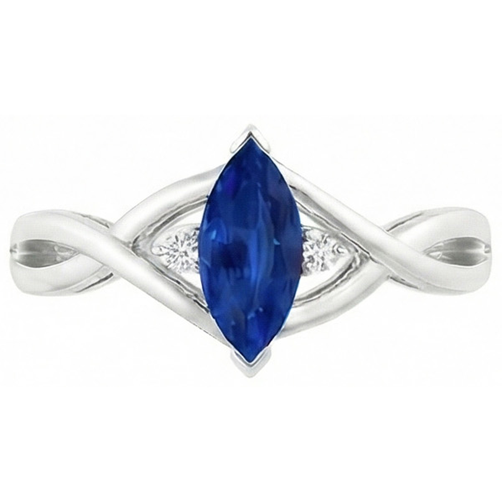 Sapphire Marquise Cut Engagement Ring With Natural Earth Mined Diamond ( Not Lab Grown ) s