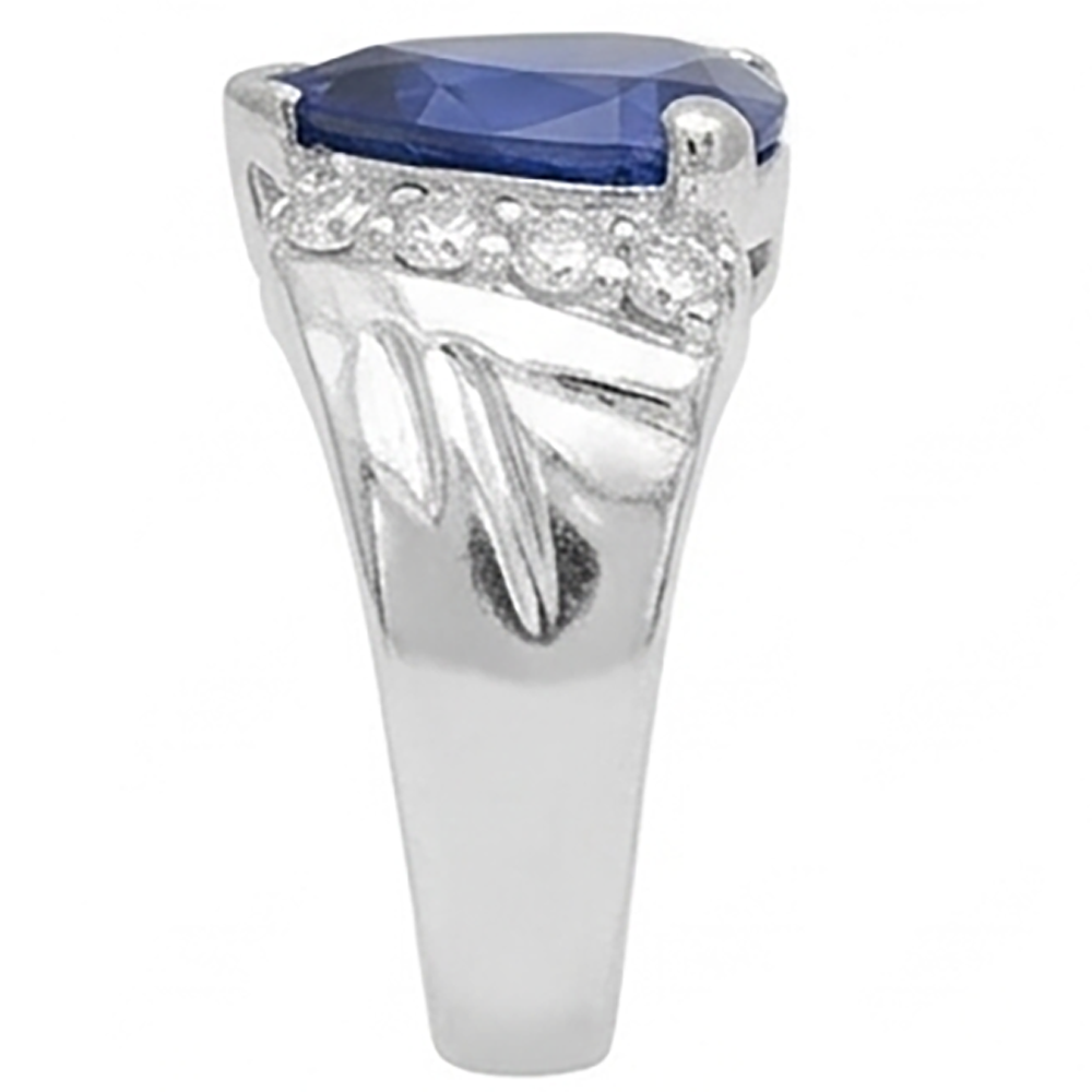 Sapphire Mens Ring Natural Earth Mined Diamond ( Not Lab Grown ) Anniversary Trillion Vintage Style