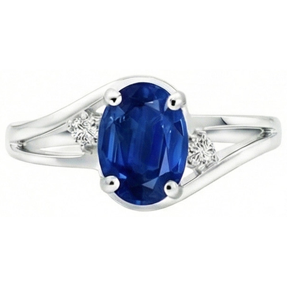 natural round sapphire 2.20ct ring side angle