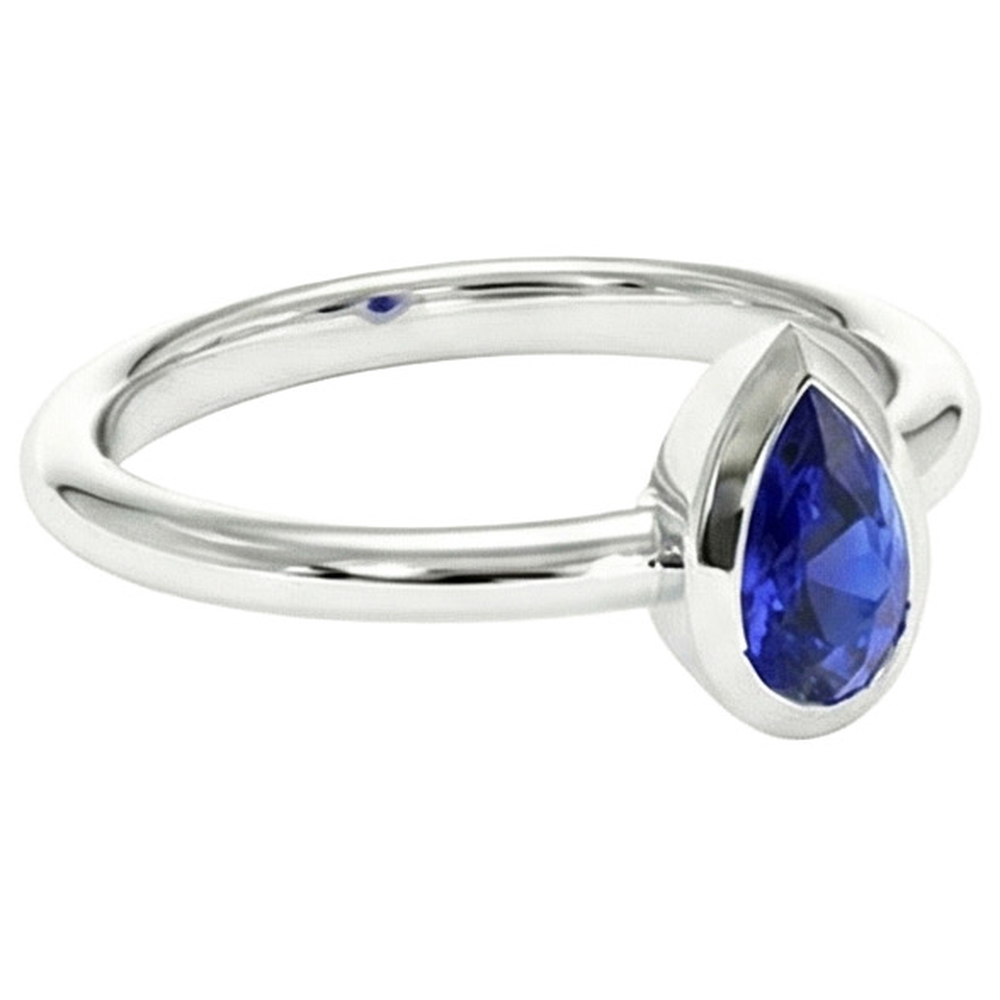 Sapphire Pear Cut Bezel Engagement Ring