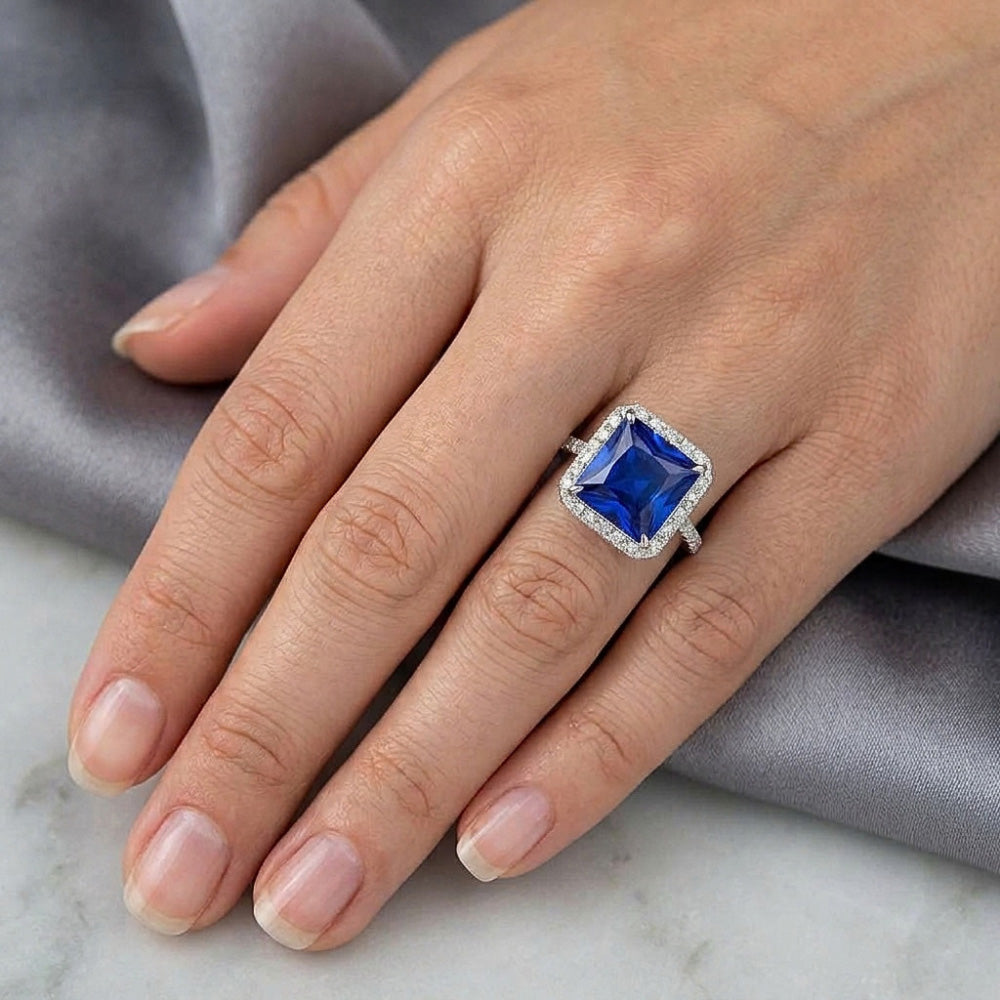 Sapphire Ring GIA CERTIFIED 7.14ct - White Gold 14K
