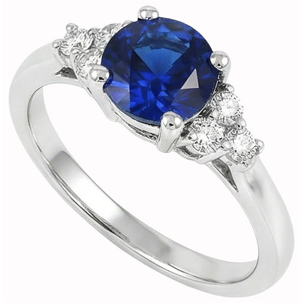 Sapphire Ring Round Cut Natural Earth Mined Diamond ( Not Lab Grown ) Jewelry