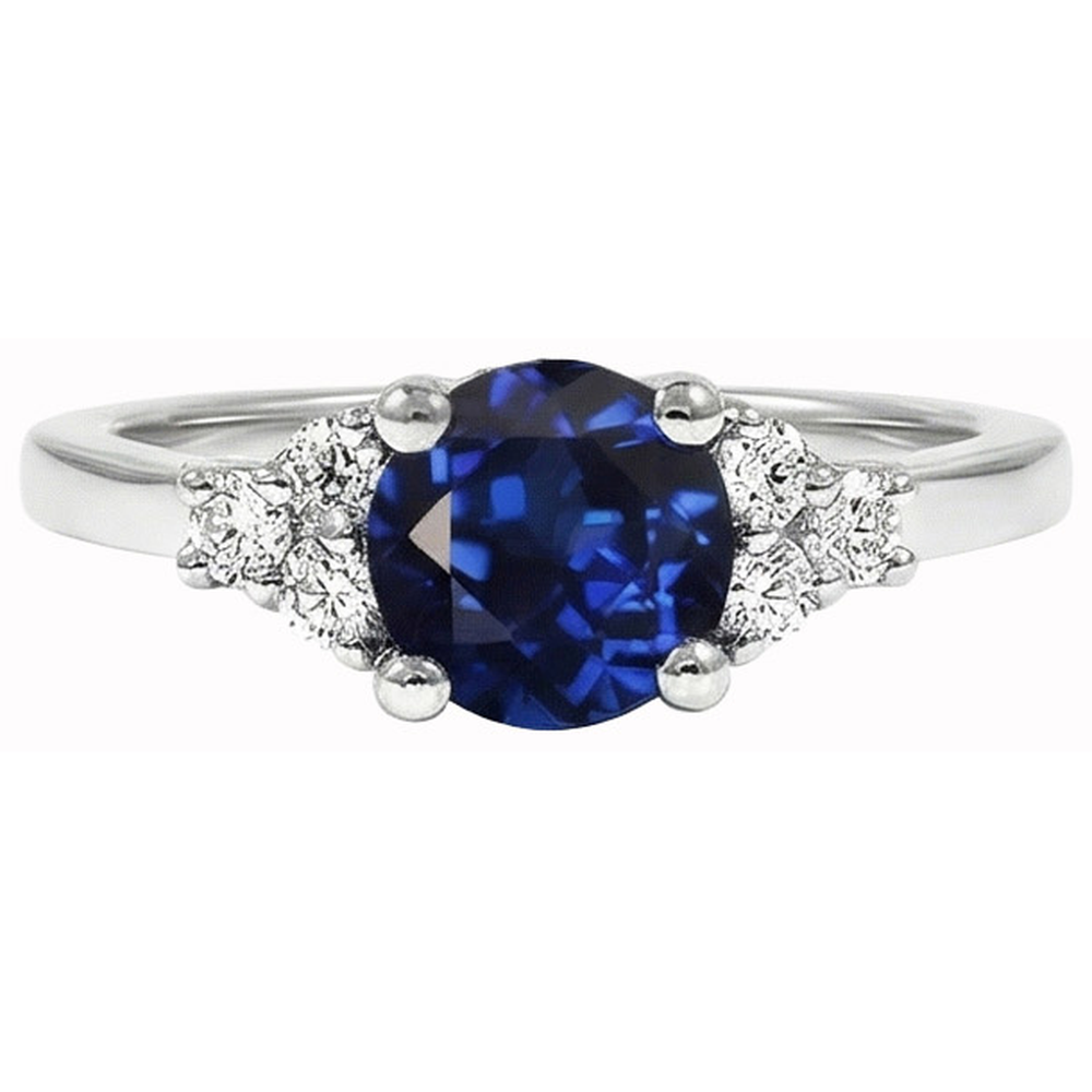 Sapphire Ring Round Cut Natural Earth Mined Diamond ( Not Lab Grown ) Jewelry