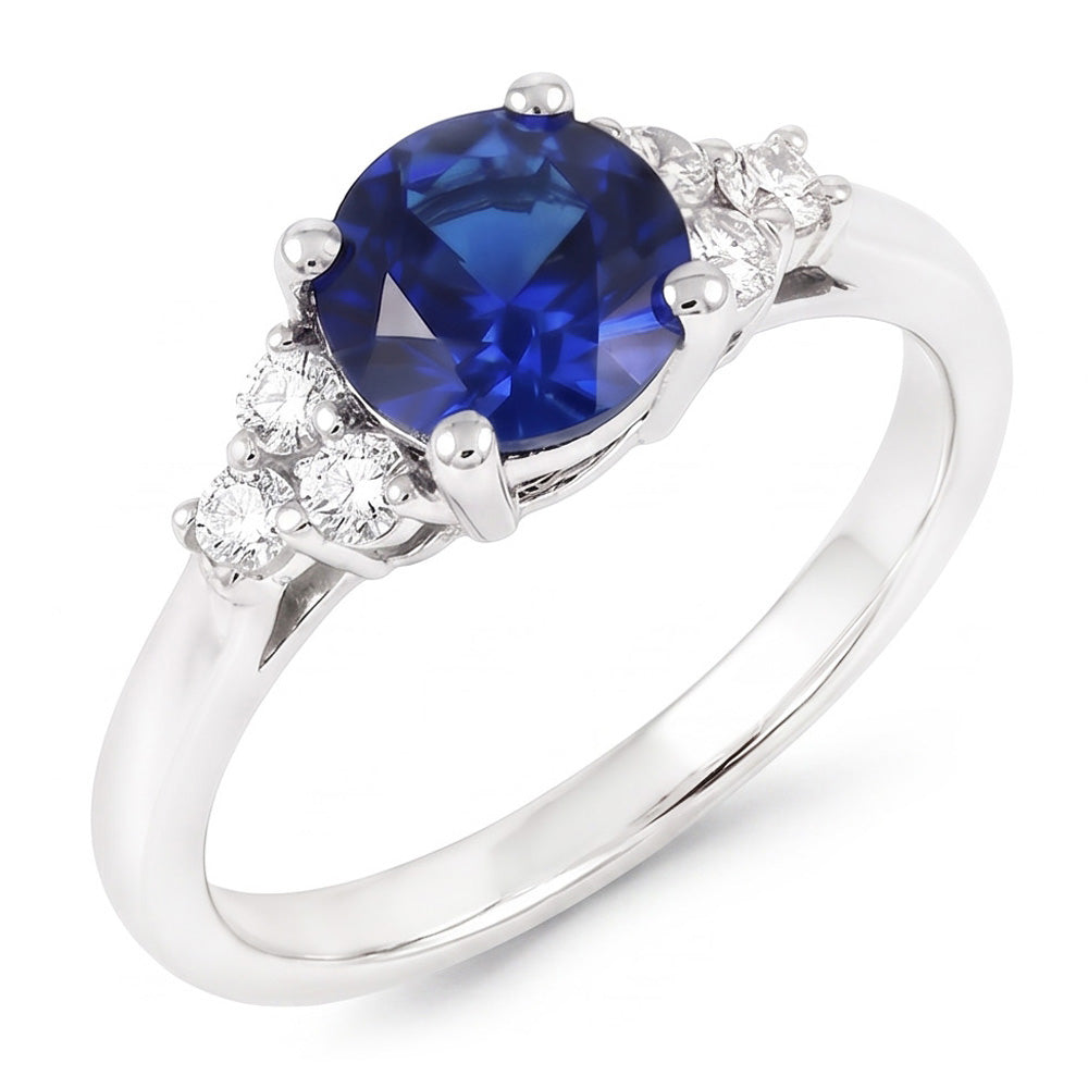 Sapphire Ring Round Cut Natural Earth Mined Diamond ( Not Lab Grown ) Jewelry
