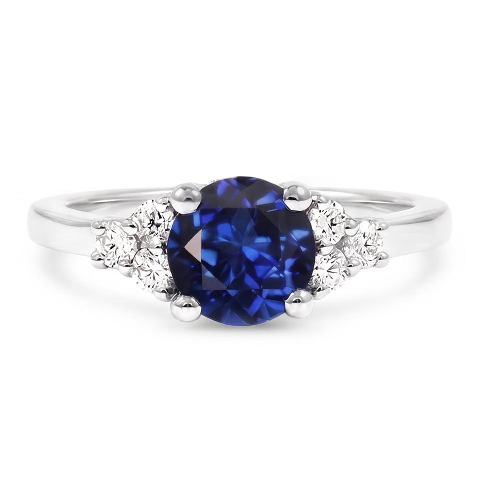 Sapphire Ring Round Cut Natural Earth Mined Diamond ( Not Lab Grown ) Jewelry