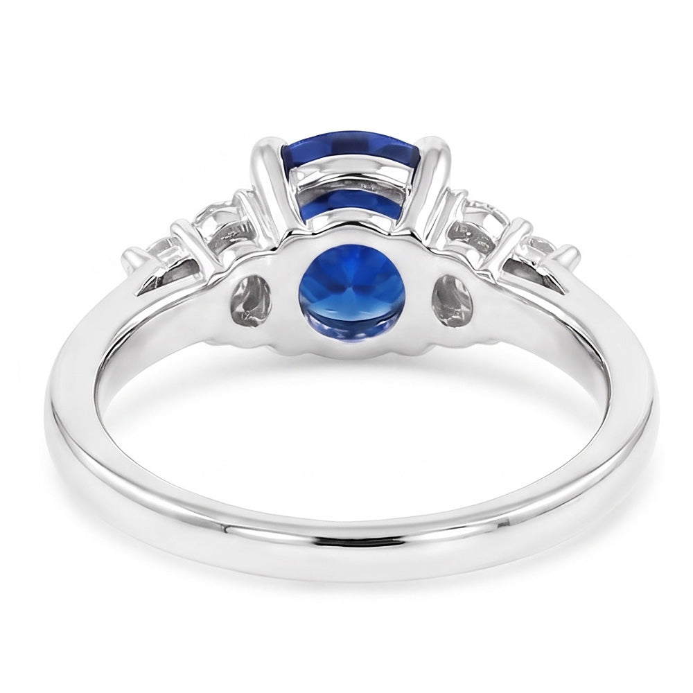Sapphire Ring Round Cut Natural Earth Mined Diamond ( Not Lab Grown ) Jewelry