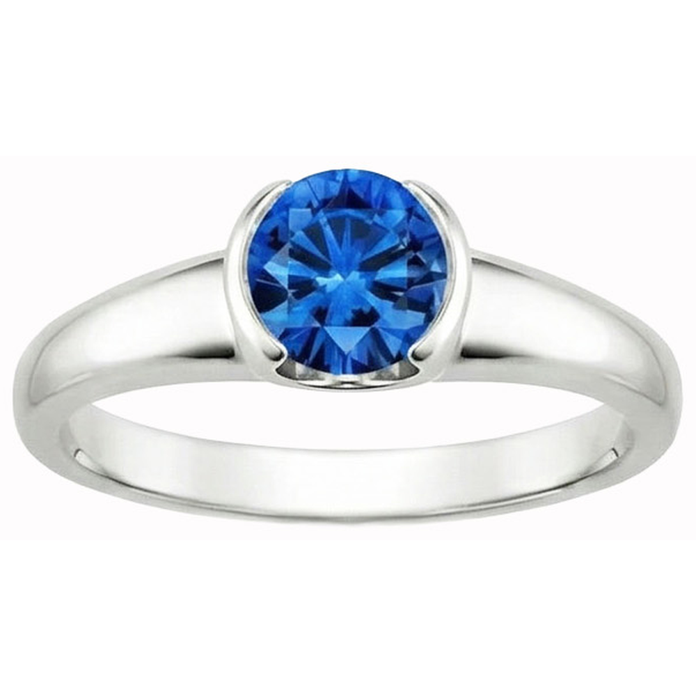 Sapphire Round Cut White Gold Engagement Ring