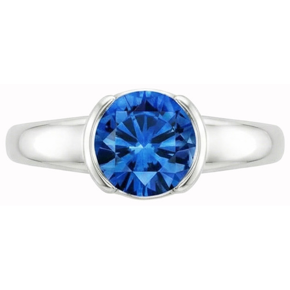 Sapphire Round Cut White Gold Engagement Ring
