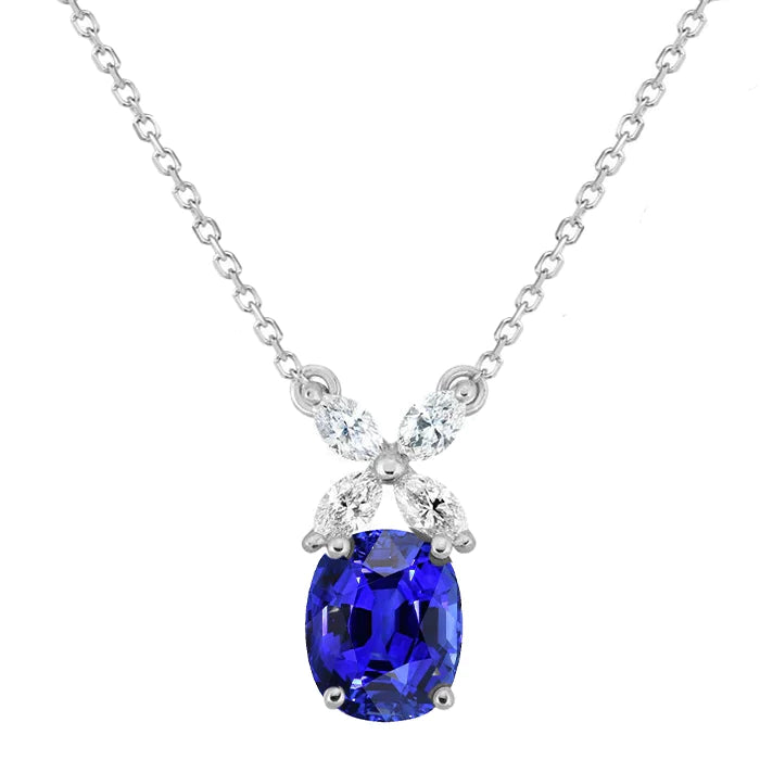 Sapphire And Diamond Pendant With Chain