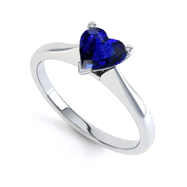 Sapphire Heart Cut Solitaire Engagement Ring