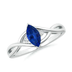 Sapphire Marquise Cut Engagement Ring With Natural Earth Mined Diamonds