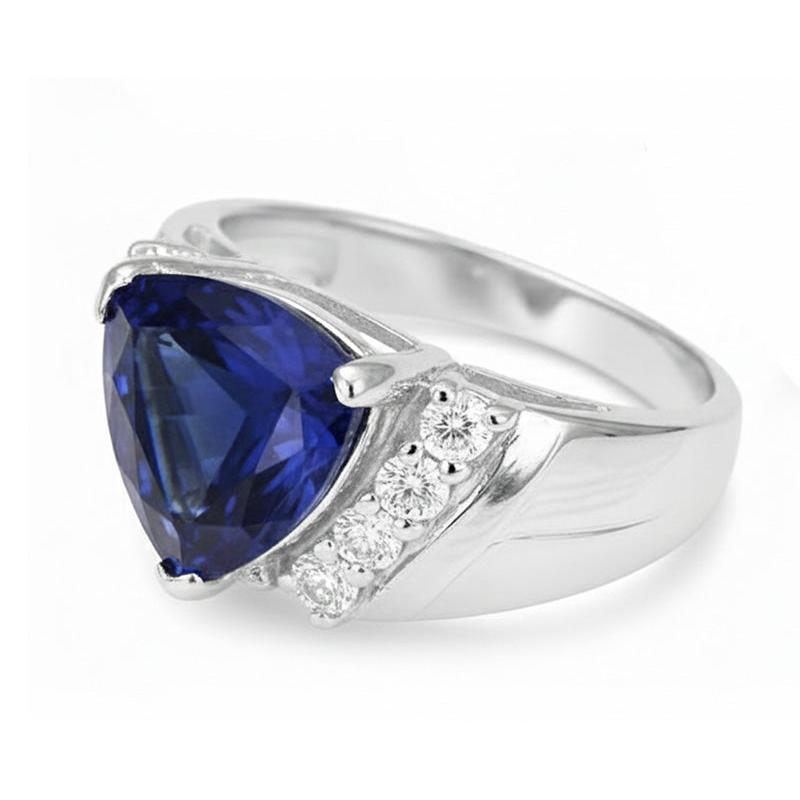 Sapphire Mens Ring IGI CERTIFIED Diamond Anniversary Trillion Vintage Style