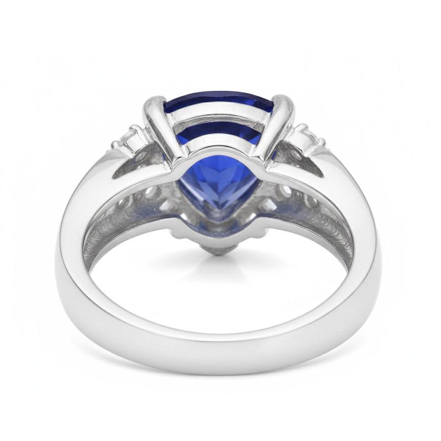 Sapphire Mens Ring IGI CERTIFIED Diamond Anniversary Trillion Vintage Style