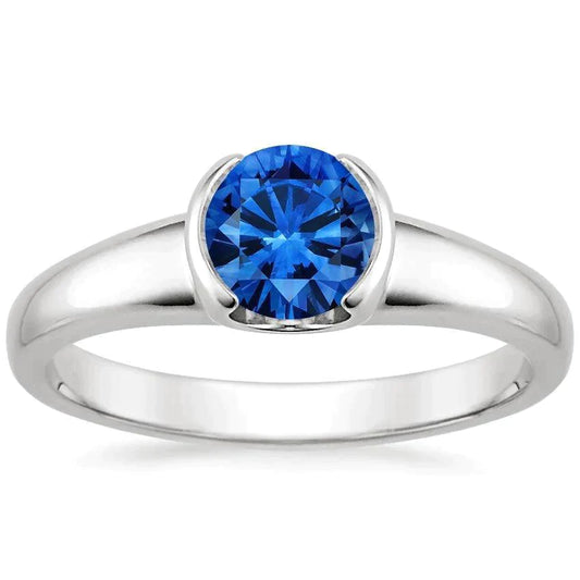 Sapphire Round Cut White Gold Engagement Ring