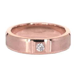 Satin Finish Gypsy Mens Ring 0.25 Carats Natural Diamond Rose Gold 14K