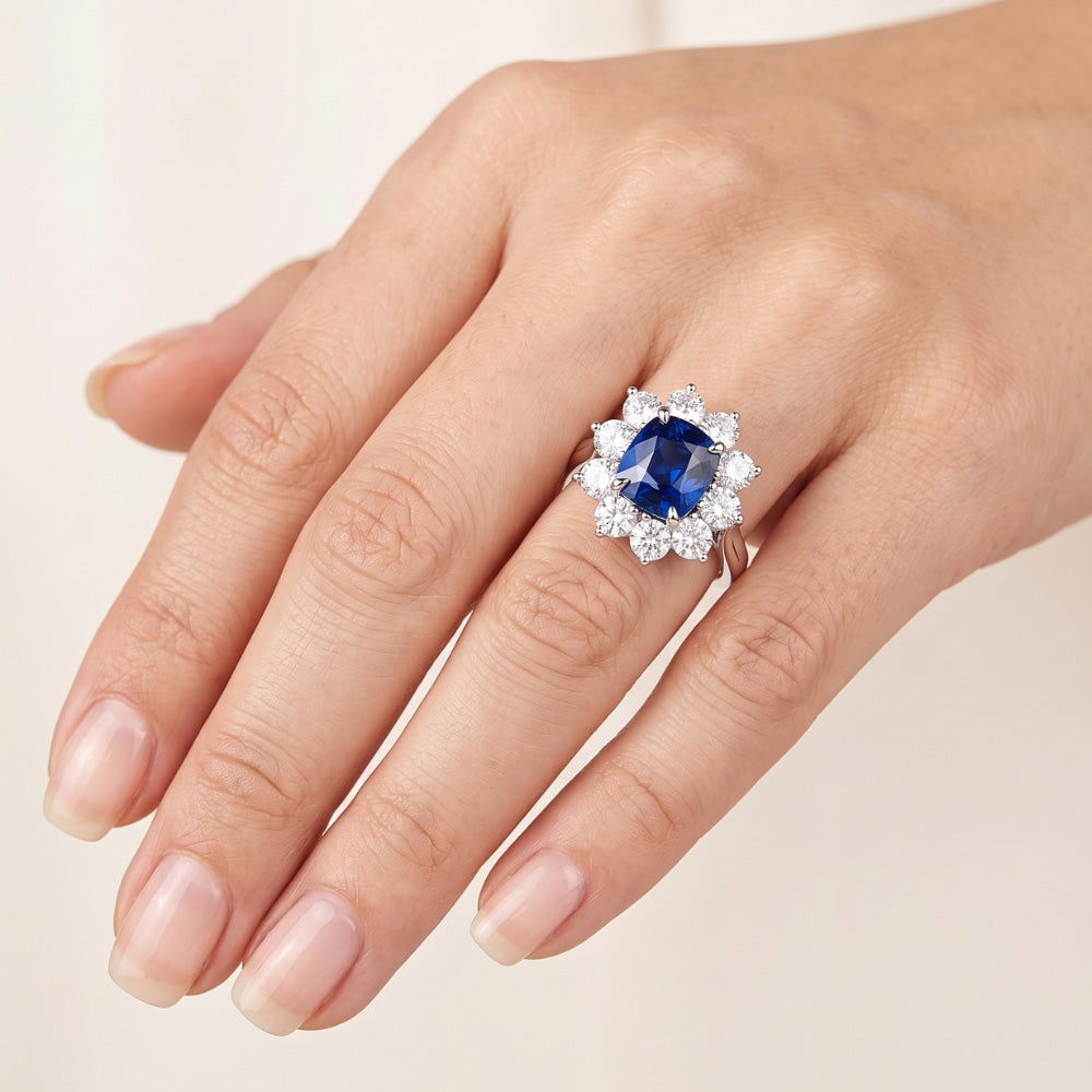 Shimmering Blue Sapphire Colored Stone Ring 3.50 ct – 14 Karat