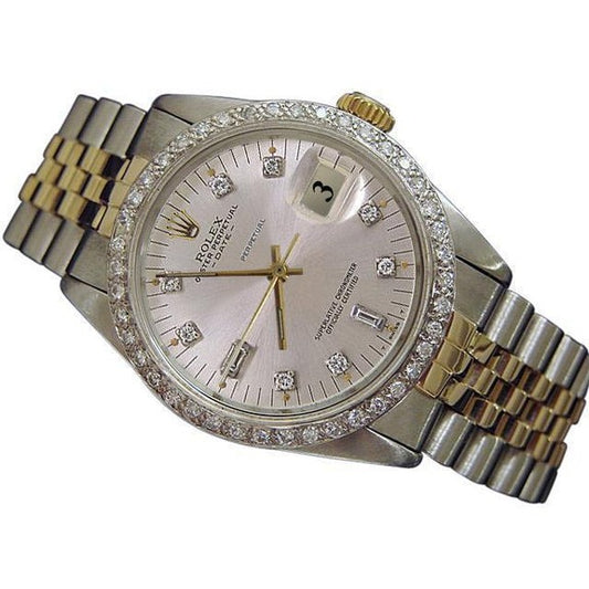 Diamond Dial Bezel Rolex Date Men Watch