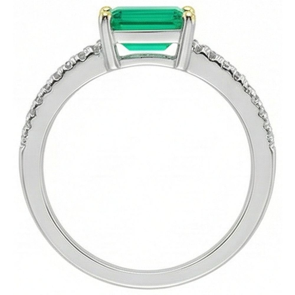 Brilliant Colombian Emerald Colored Stone Ring 1 ct – top view