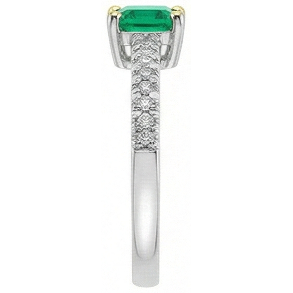 Earth-Mined Colombian Emerald Colored Stone Ring – profile view