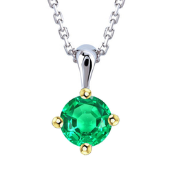 GIA Certified Gemstone Pendant – Emerald 2 ct 14K Two Tone Gold