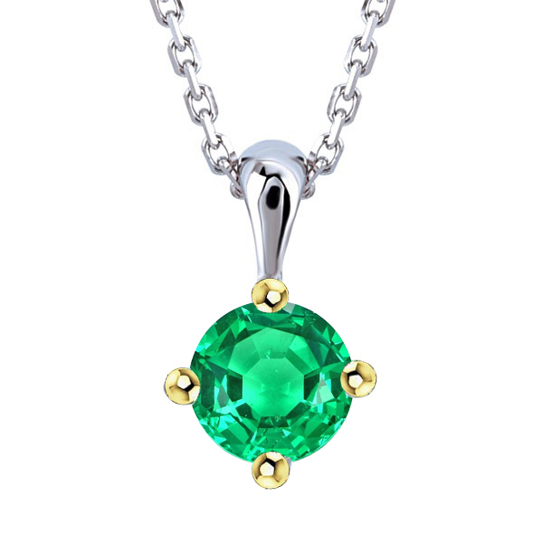 Gemstone Pendant 14K Two Tone Gold with Emerald – main view