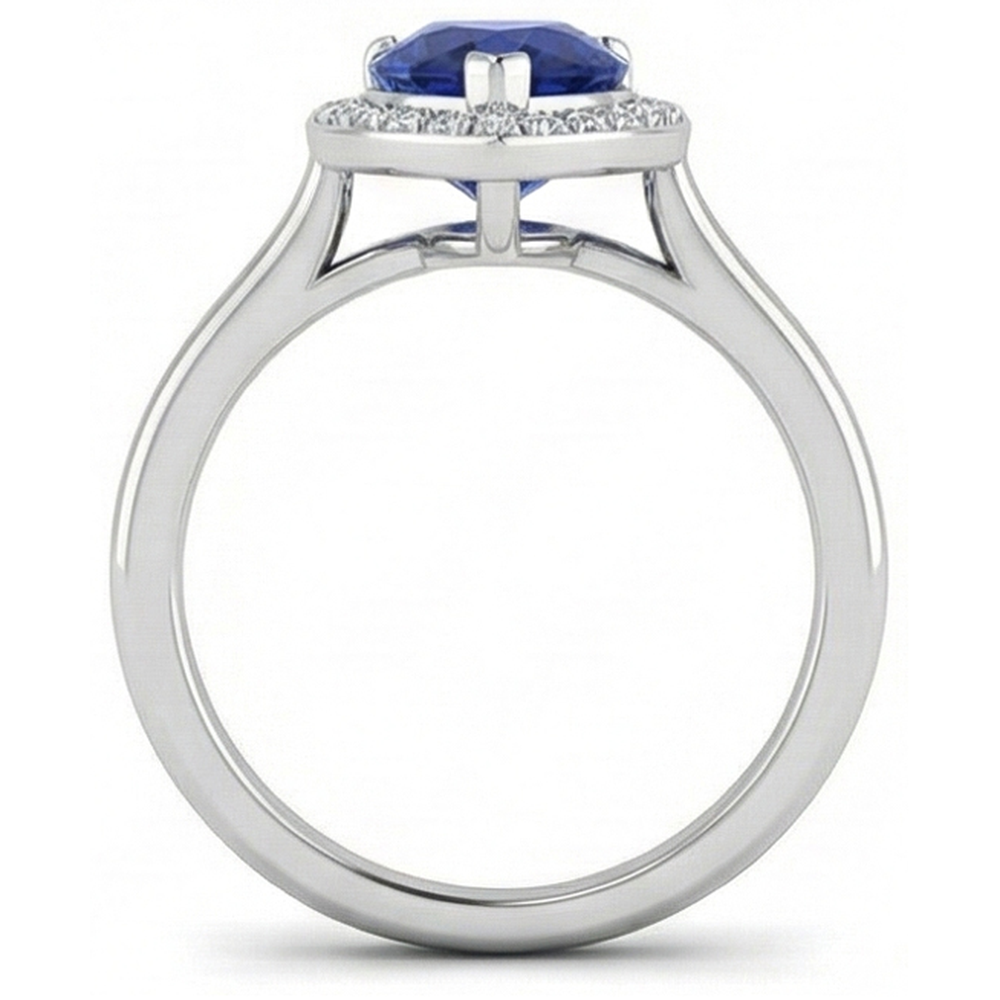 natural round sapphire 2ct ring profile view